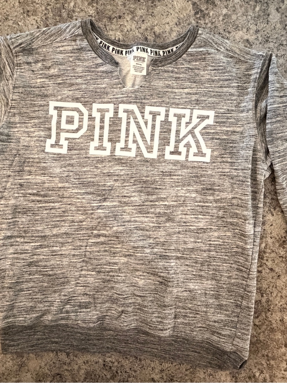 Victoria’s Secret PINK Sweatshirt Medium Heather Gray Logo Crewneck Pullover